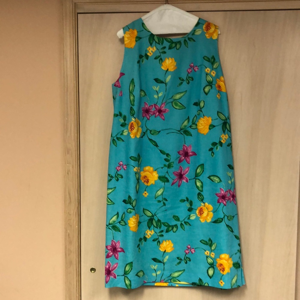 Blue flower printed Talbots dress